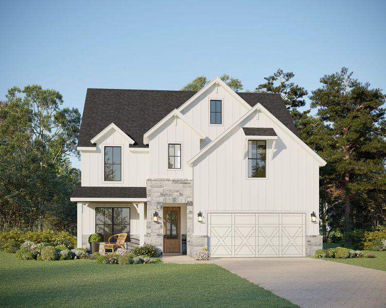 Plan 1565 Elevation B w/ Stone Plan 1565 Elevation B w/ Stone