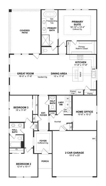 2D floor plan layout for the Tacoma II by K. Hovnanian® Homes in Timberbrook, Justin, TX (Image 3). 2D floor plan layout for the Tacoma II by K. Hovnanian® Homes in Timberbrook, Justin, TX (Image 3).