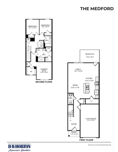 2D floor plan layout of this home in River Landing Townhomes, Murfreesboro, TN (Image 3).