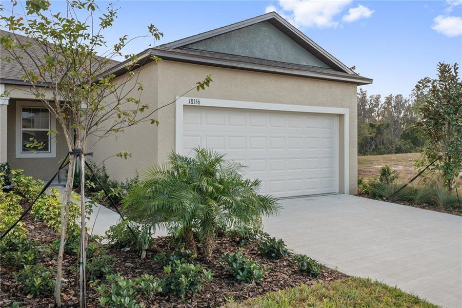 Front exterior of a new home in Angeline, Land O' Lakes, FL, highlighting curb appeal (Image 2).