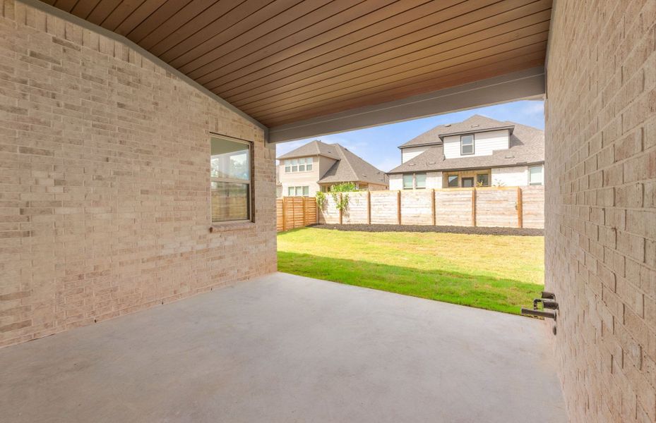 Exterior details and patio area of a home in Bluffview Reserve, Leander (Image 3).