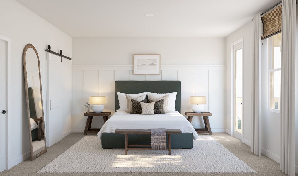 Primary suite with decorative wall accent