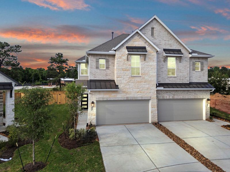 Front exterior of a new home in Woodforest, Montgomery, TX, highlighting curb appeal (Image 20).