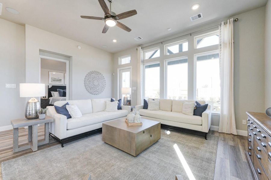 Furnished interior view inside a new home in Elyson: Elyson Duets, Katy (Image 25). Furnished interior view inside a new home in Elyson: Elyson Duets, Katy (Image 25).