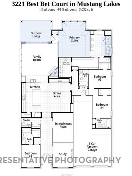 2D floor plan layout of this home in Mustang Lakes: 60ft. lots, Celina, TX (Image 2).