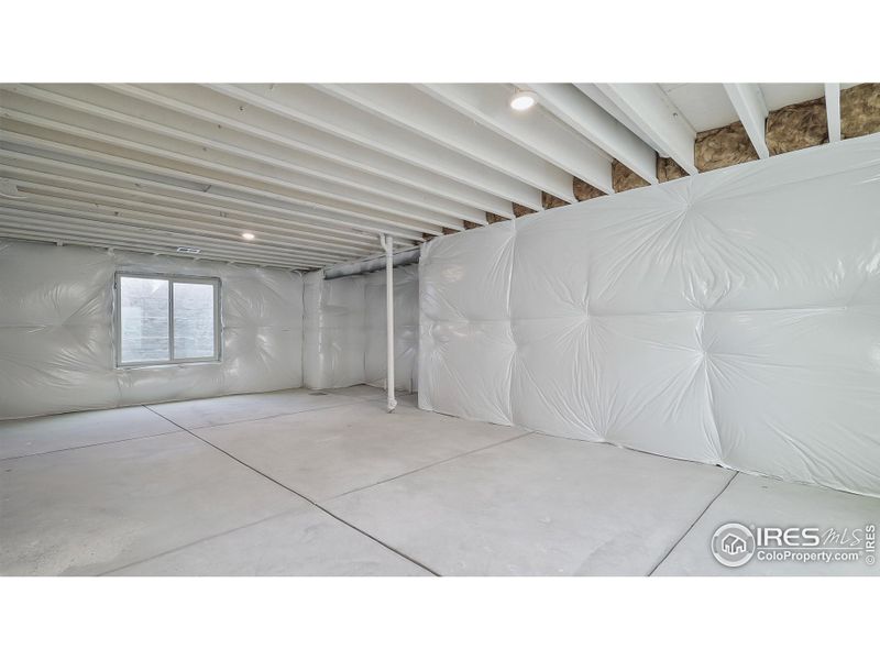 unfinished basement with insulation, electrical and rough-in plumbing, & HVAC ductwork unfinished basement with insulation, electrical and rough-in plumbing, & HVAC ductwork