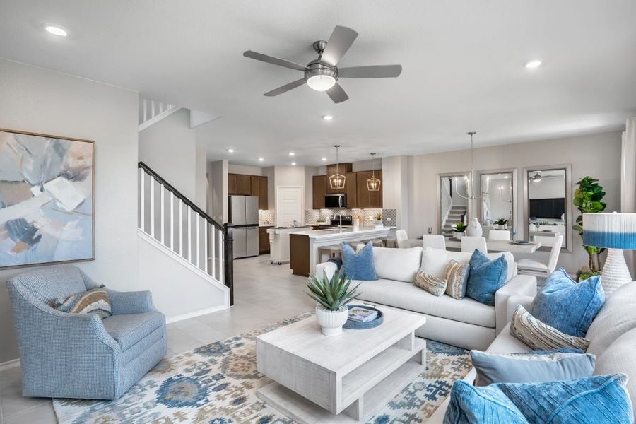 Representative furnished interior of a home built from the Plan 2458 Modeled by KB Home in Stoney Chase, Del Valle (Image 4).