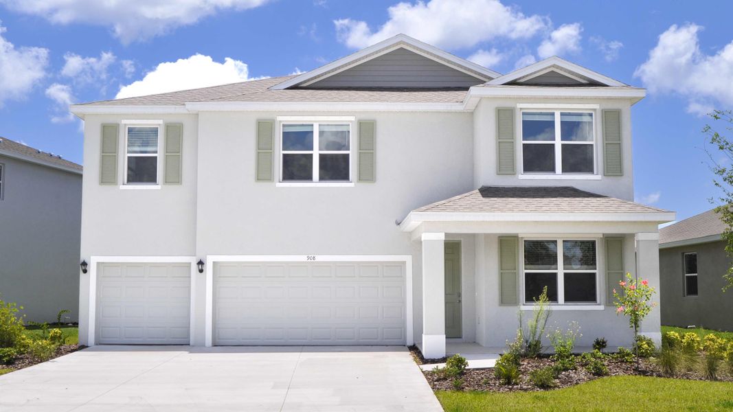 Representative exterior photo of a completed home built from the Torino by D.R. Horton in Oakfield Trails, Parrish, FL (Image 1). Representative exterior photo of a completed home built from the Torino by D.R. Horton in Oakfield Trails, Parrish, FL (Image 1).