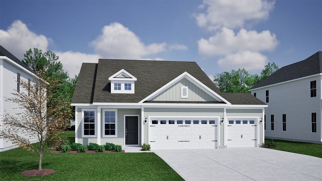 Representative exterior photo of a completed home built from the Benson - Vanguard Collection by Mungo Homes in Ovation at Sweetbrier, Durham, NC (Image 6).