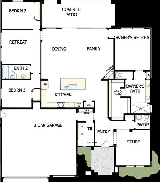 2D floor plan layout of this home in Canyon Views – 70’ Sunrise Series, Litchfield Park, AZ (Image 2).