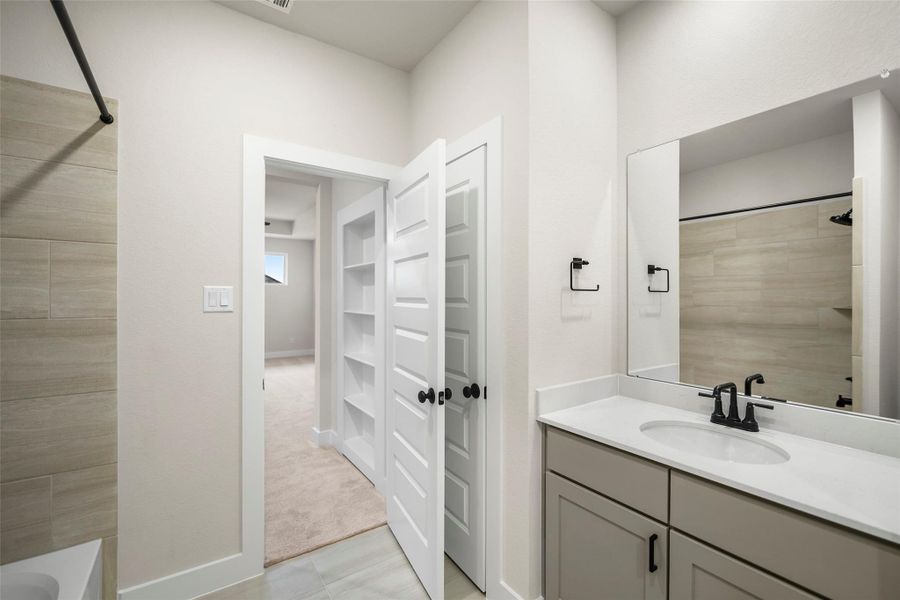 Furnished interior view inside a new home in Bridgeland 80′, Cypress (Image 9).