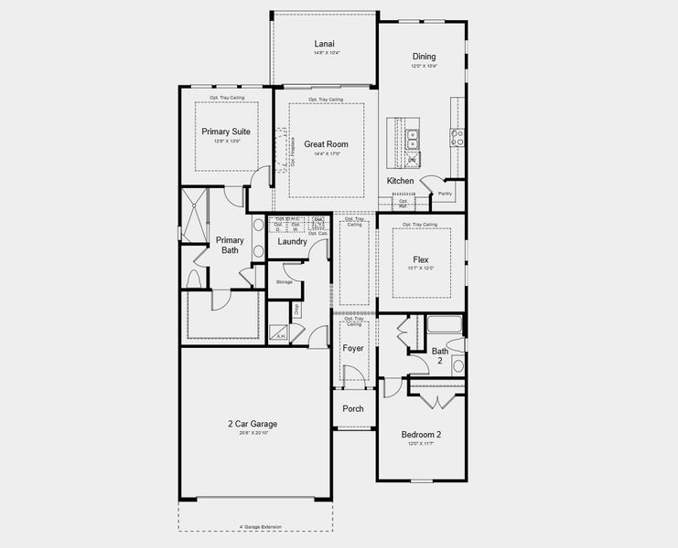2D floor plan layout for the Monte by Taylor Morrison in Esplanade at St. Marys, St. Marys, GA (Image 4).