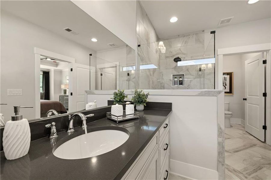 Furnished interior view inside a new home in Soleil Belmont Park, Canton (Image 34). Furnished interior view inside a new home in Soleil Belmont Park, Canton (Image 34).