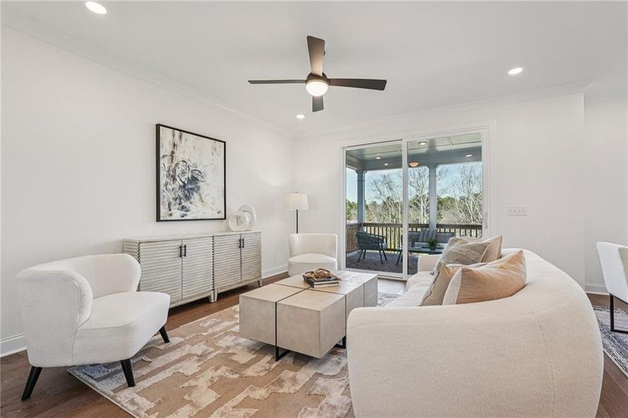 Furnished interior view inside a new home in Millcroft Townhomes, Buford (Image 5). Furnished interior view inside a new home in Millcroft Townhomes, Buford (Image 5).