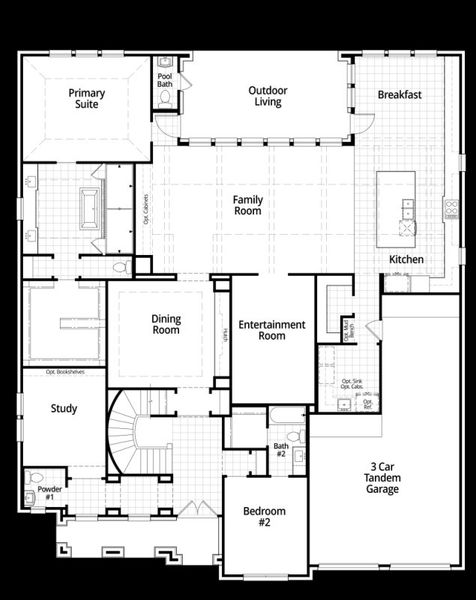 2D floor plan layout for the Altamura by Highland Homes in Parten: 75ft. lots, Austin, TX (Image 6).