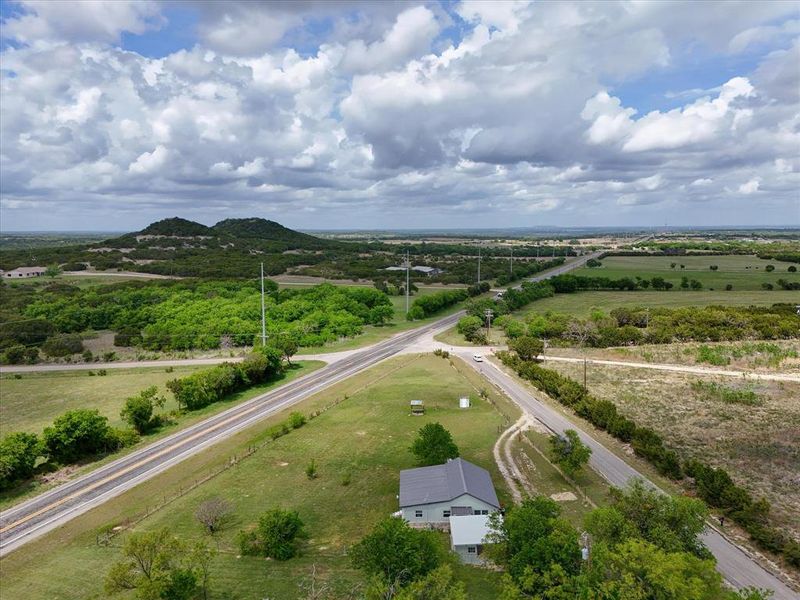 Aerial view of sparsely populated area