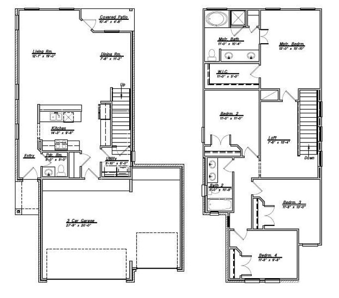 2D floor plan layout for the Floor Plan 1918 by Colina Homes in Rollingbrook Estates, Baytown, TX (Image 1). 2D floor plan layout for the Floor Plan 1918 by Colina Homes in Rollingbrook Estates, Baytown, TX (Image 1).