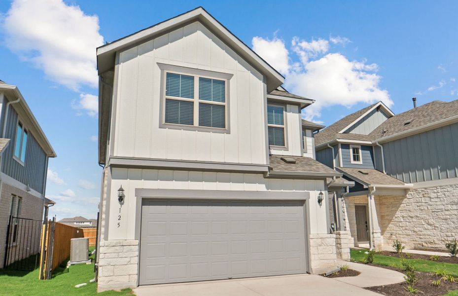 Exterior details and patio area of a home in Santa Rita Ranch, Liberty Hill (Image 20). Exterior details and patio area of a home in Santa Rita Ranch, Liberty Hill (Image 20).