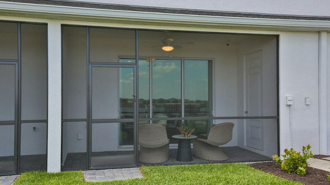 Exterior details and patio area of a home in Palm Grove Real Estate and Homes for Sale in Lakewood Ranch, FL - Neal Communities, Lakewood Ranch (Image 25).