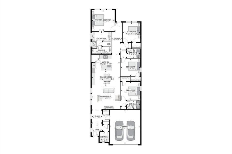 2D floor plan layout of this home in Woodforest 40', Montgomery, TX (Image 5).