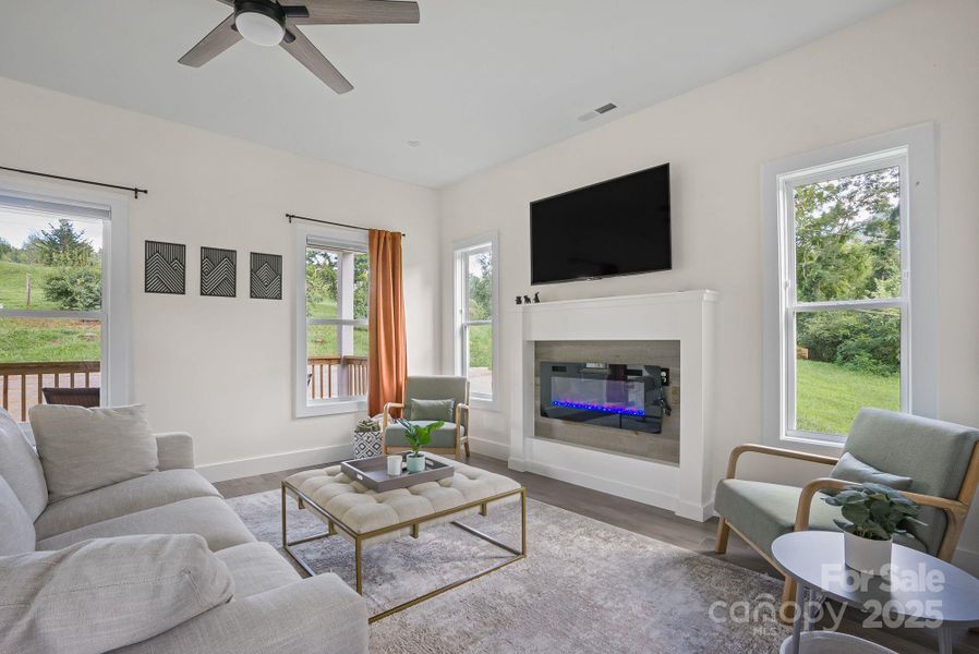 Large, bright living room