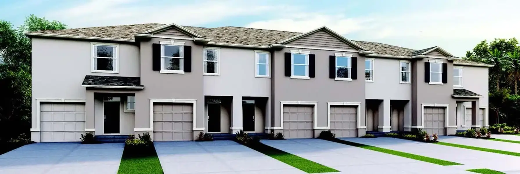 Front exterior of a new home in Brentwood, Davenport, FL, highlighting curb appeal (Image 2). Front exterior of a new home in Brentwood, Davenport, FL, highlighting curb appeal (Image 2).