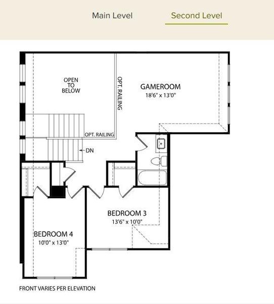 2D floor plan layout of this home in Everly - 45', Hockley, TX (Image 25).