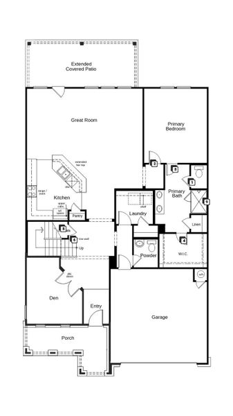 2D floor plan layout of this home in River Bluff, Leander, TX (Image 3).