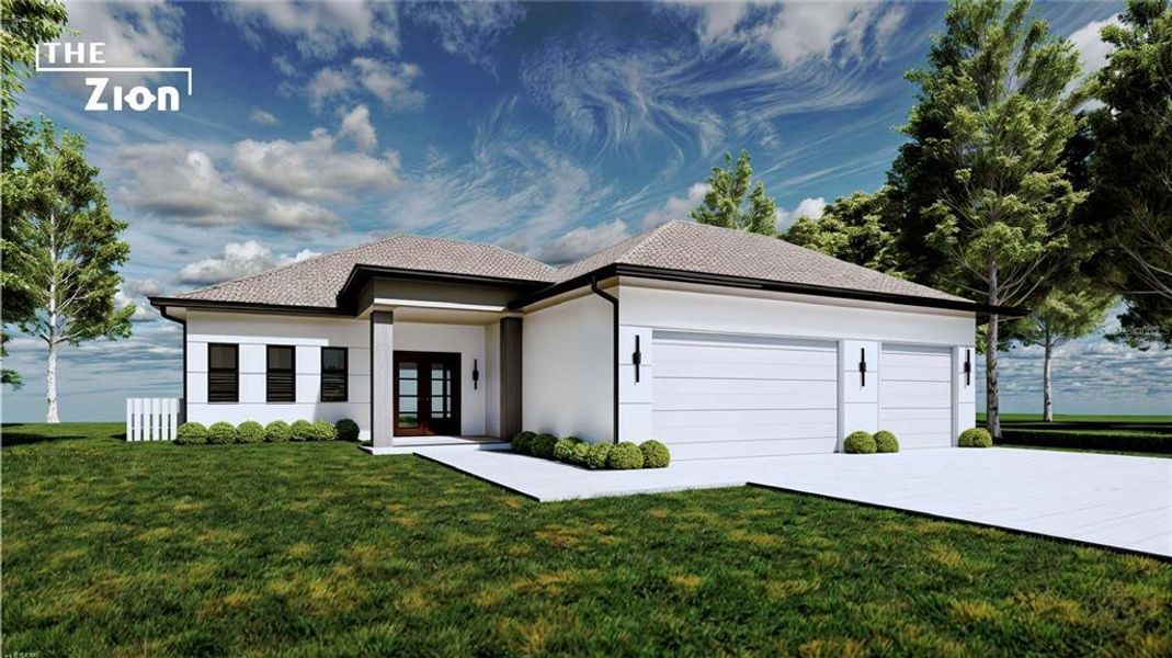 Front exterior of a new home in , Port Charlotte, FL, highlighting curb appeal (Image 1).