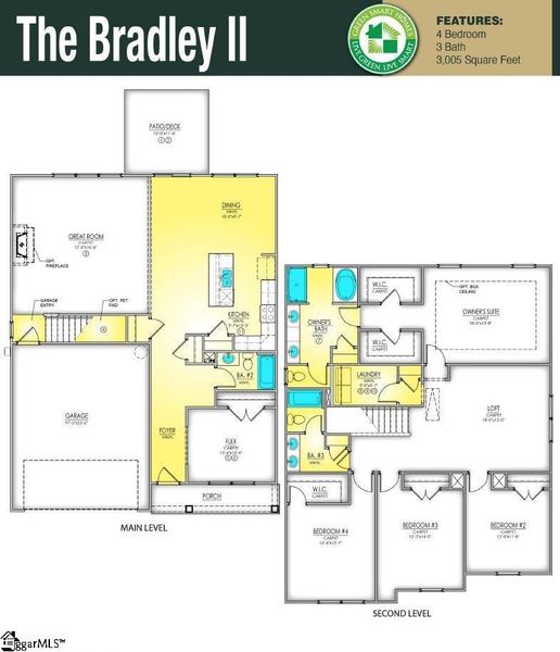 2D floor plan layout of this home in Lynbrook, Boiling Springs, SC (Image 3).