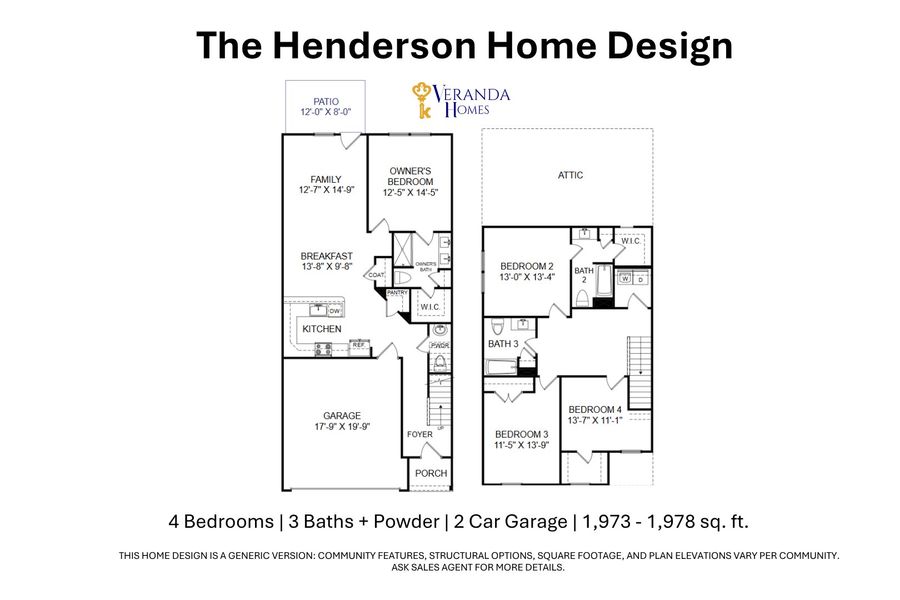 2D floor plan layout for the Henderson by Veranda Homes in Spring Street, Laurens, SC (Image 2). 2D floor plan layout for the Henderson by Veranda Homes in Spring Street, Laurens, SC (Image 2).