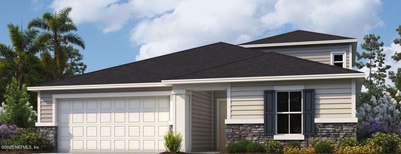 Front exterior of a new home in Wilford Oaks, Orange Park, FL, highlighting curb appeal (Image 1).