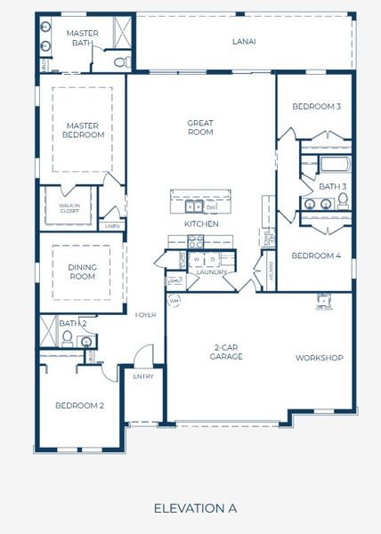 2D floor plan layout for the Huntington by Maronda Homes in Eagle Crest, Grant-Valkaria, FL (Image 2). 2D floor plan layout for the Huntington by Maronda Homes in Eagle Crest, Grant-Valkaria, FL (Image 2).