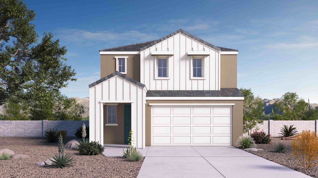 Front exterior of a home in the The Buttes at Mystic community, located in Peoria, AZ (Image 8). Front exterior of a home in the The Buttes at Mystic community, located in Peoria, AZ (Image 8).