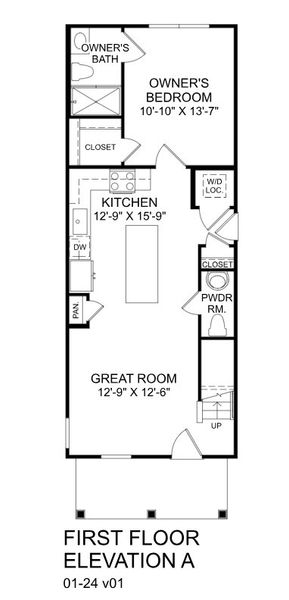 2D floor plan layout for the Reese by Ryan Homes in Middle Creek Village Coastal Cottages & Villas, Bolivia, NC (Image 3).