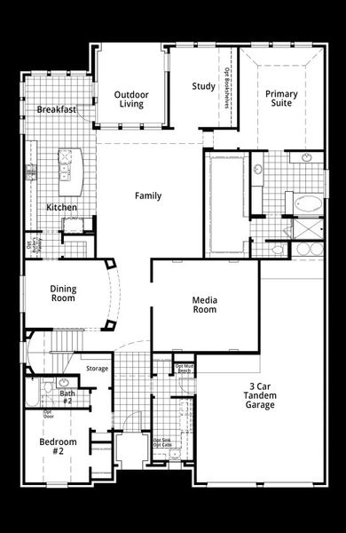 2D floor plan layout for the 248H by Highland Homes in Walsh, Aledo, TX (Image 7).