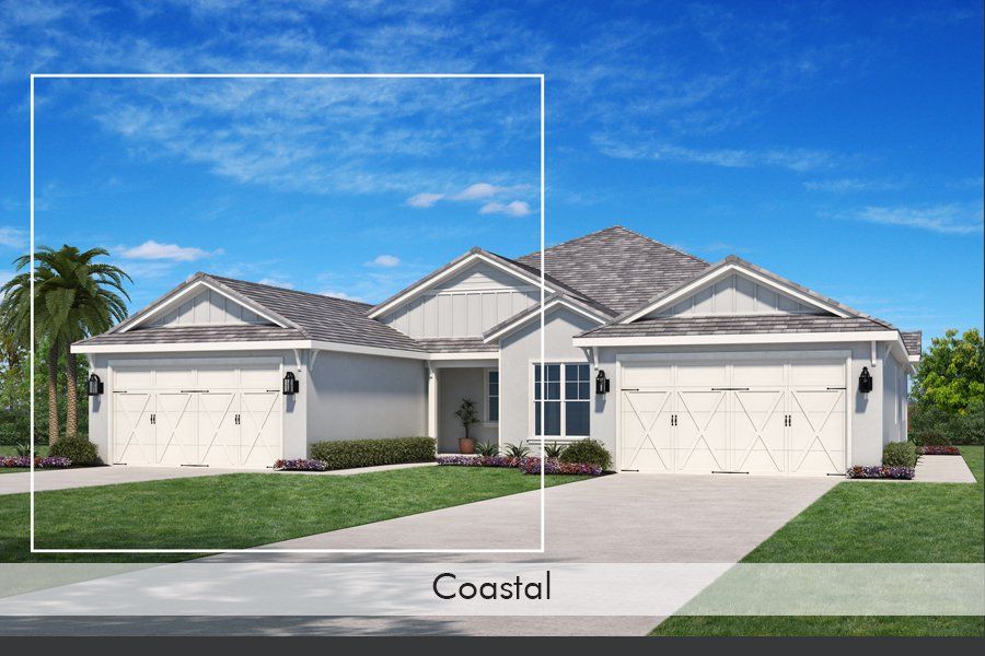 Representative exterior photo of a completed home built from the Galley by Homes by Towne in Shellstone at Waterside, Sarasota, FL (Image 2). Representative exterior photo of a completed home built from the Galley by Homes by Towne in Shellstone at Waterside, Sarasota, FL (Image 2).