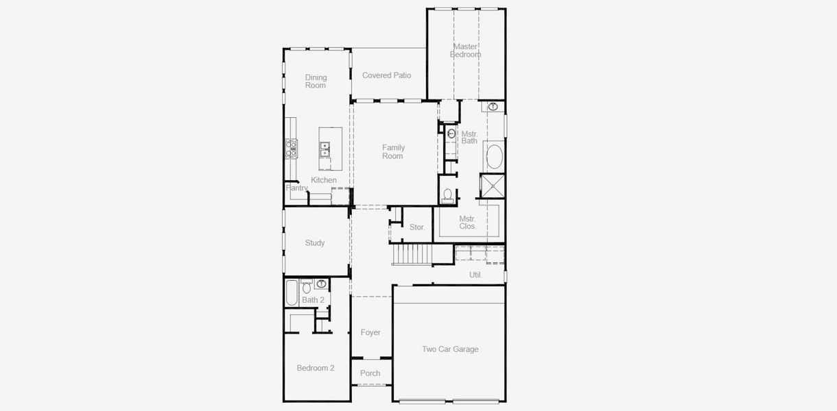 2D floor plan layout for the Mineola by Coventry Homes in Ramble, Celina, TX (Image 4).