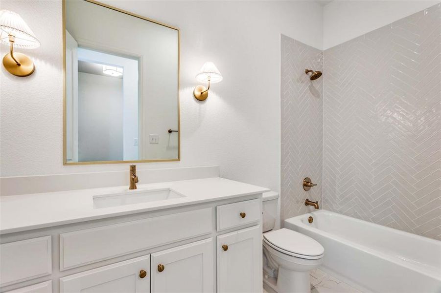 Bathroom with shower / bathtub combination and vanity Bathroom with shower / bathtub combination and vanity