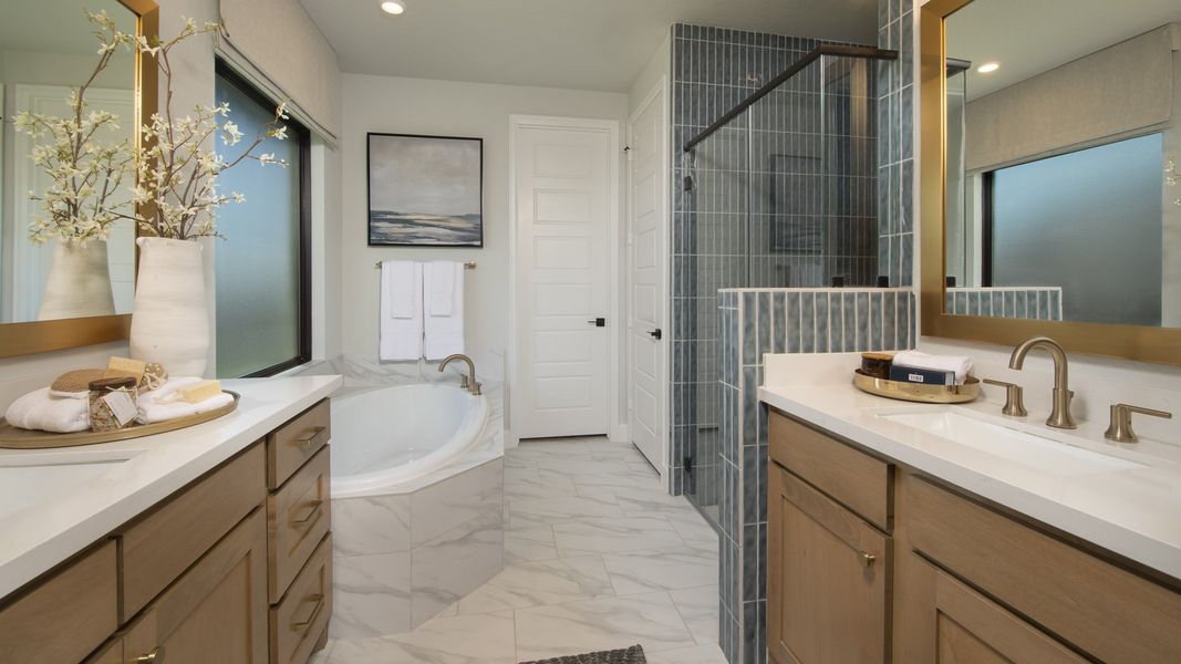 Furnished interior view inside a new home in Parkside on the River West, Georgetown (Image 8).