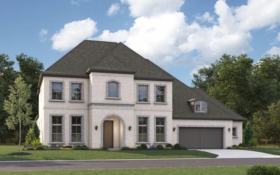 Representative exterior photo of a completed home built from the 6061 by Tradition Homes in Furst Ranch – 80′ Lots, Argyle, TX (Image 3).