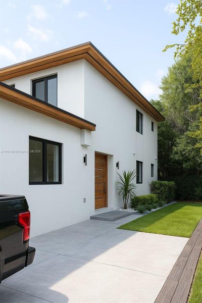 Exterior details and patio area of a home in , Miami (Image 1). Exterior details and patio area of a home in , Miami (Image 1).