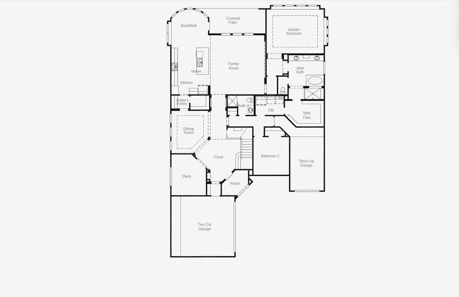2D floor plan layout for the Lockhart by Coventry Homes in Mustang Lakes 74', McKinney, TX (Image 3).