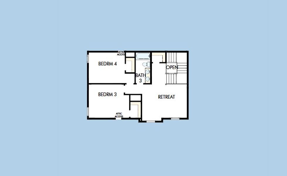 2D floor plan layout for the The Broomfield by David Weekley Homes in Northshore at Lakewood Village - Garden Series, Lakewood Village, TX (Image 3). 2D floor plan layout for the The Broomfield by David Weekley Homes in Northshore at Lakewood Village - Garden Series, Lakewood Village, TX (Image 3).