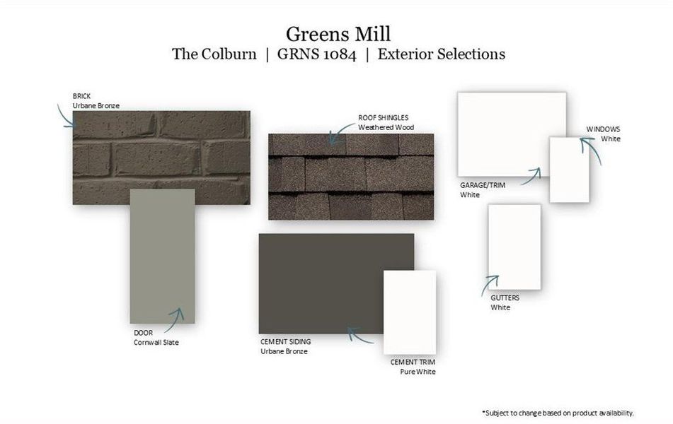 Sample of building materials used in homes in The Landing at Greens Mill, Columbia (Image 47).