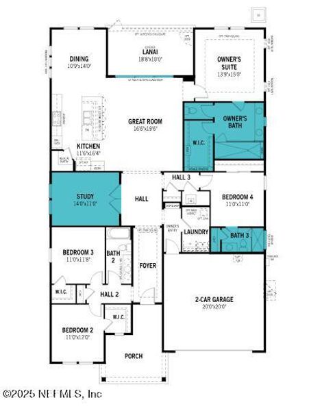 2D floor plan layout of this home in RiverTown - Cove, St. Johns, FL (Image 2).