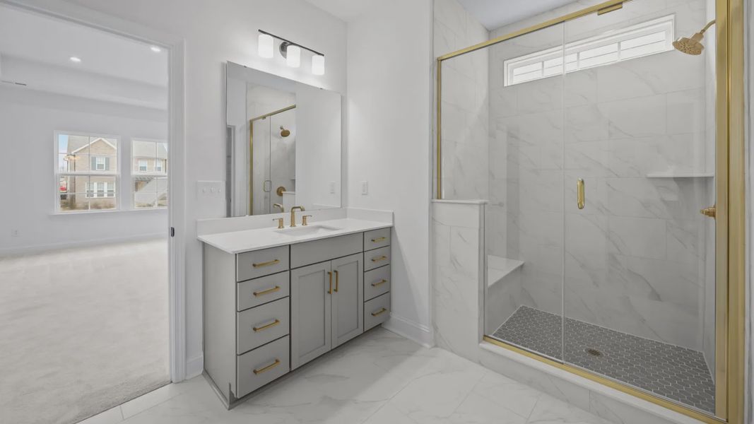 The Brentwood by DRB Homes at Miller Farm in Charlotte NC - Primary Bathroom