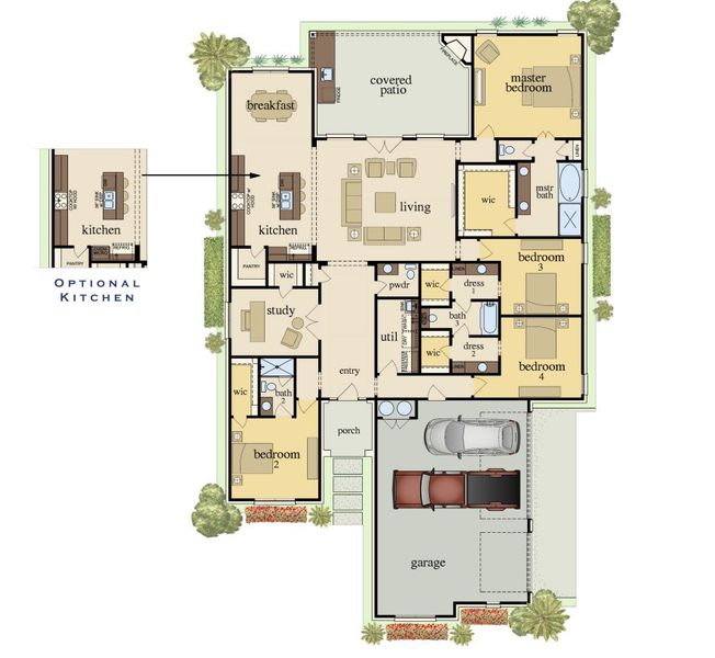 2D floor plan layout for the Lincoln by Carothers Executive Homes in Eagle Heights, Salado, TX (Image 2). 2D floor plan layout for the Lincoln by Carothers Executive Homes in Eagle Heights, Salado, TX (Image 2).