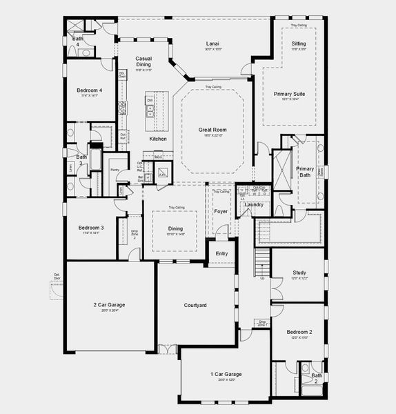 2D floor plan layout for the Humboldt II by Taylor Morrison in Victoria Lakes, Odessa, FL (Image 3).