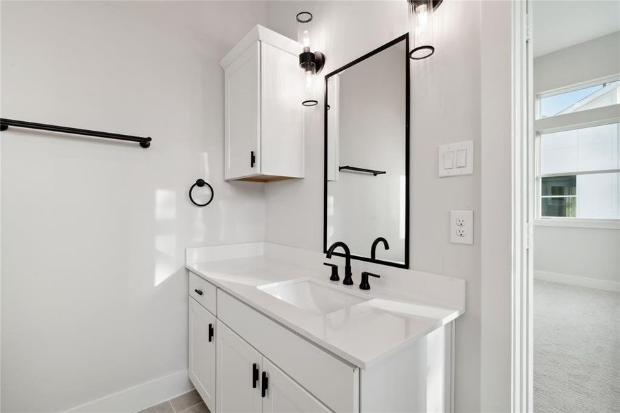 Separate sinks gives more counter-space and privacy.